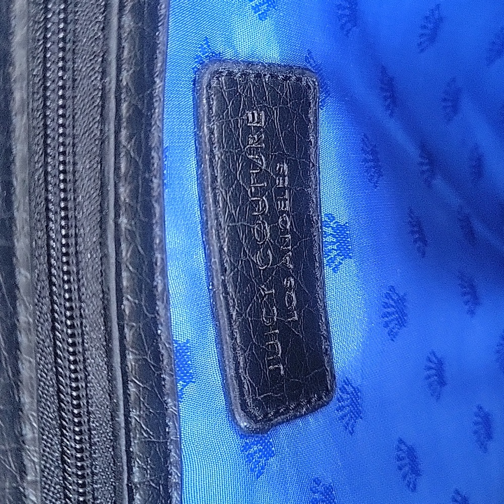 Juicy Couture Elegant Black Pebble Texture Leather, Blue Inside Shoulder Bag. - Picture 8 of 12